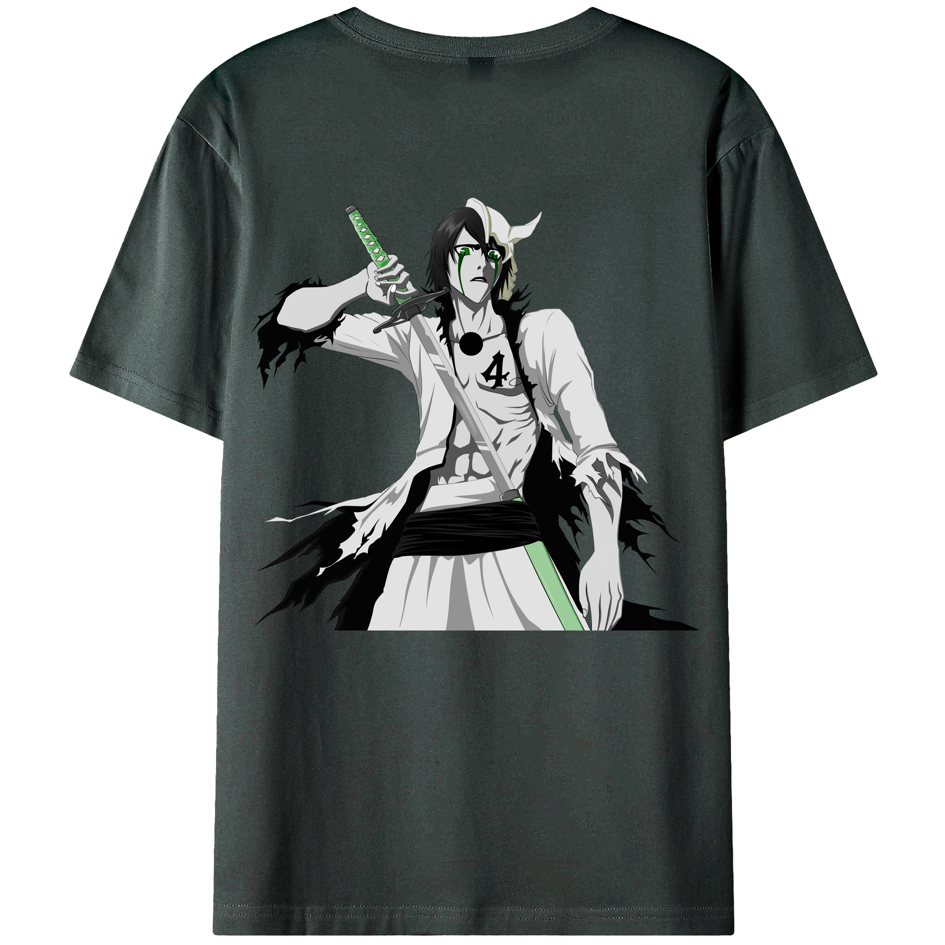 （画像用） ブリーチ ウルキオラ·シファー BLEACH Ulquiorra cifer 綿100％ メンズ半袖Tシャツ（バックプリント） 通気性